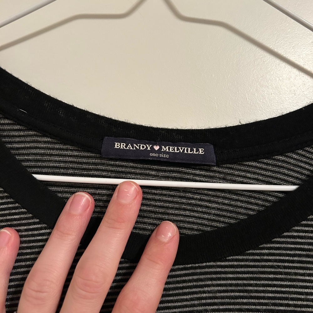 Brandy Melville soft cotton T-shirt dress black and grey striped - Picture 3 of 4